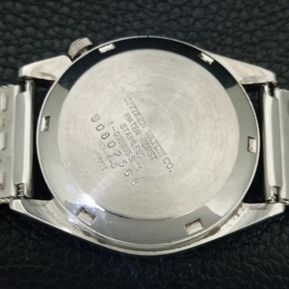 Vintage 1987 Citizen Automatic Mens Silver Watch W/daydate & Blue accents